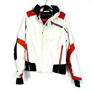 SPYDER white and orange winter snow skiing coat